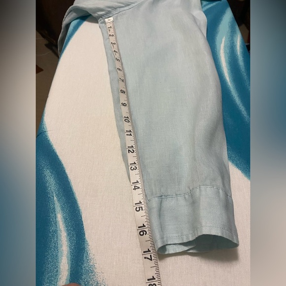 J Jill 100% Linen Long Sleeve Button Front Plus Size 1X Shirt Top.  Light Blue. - Picture 7 of 10